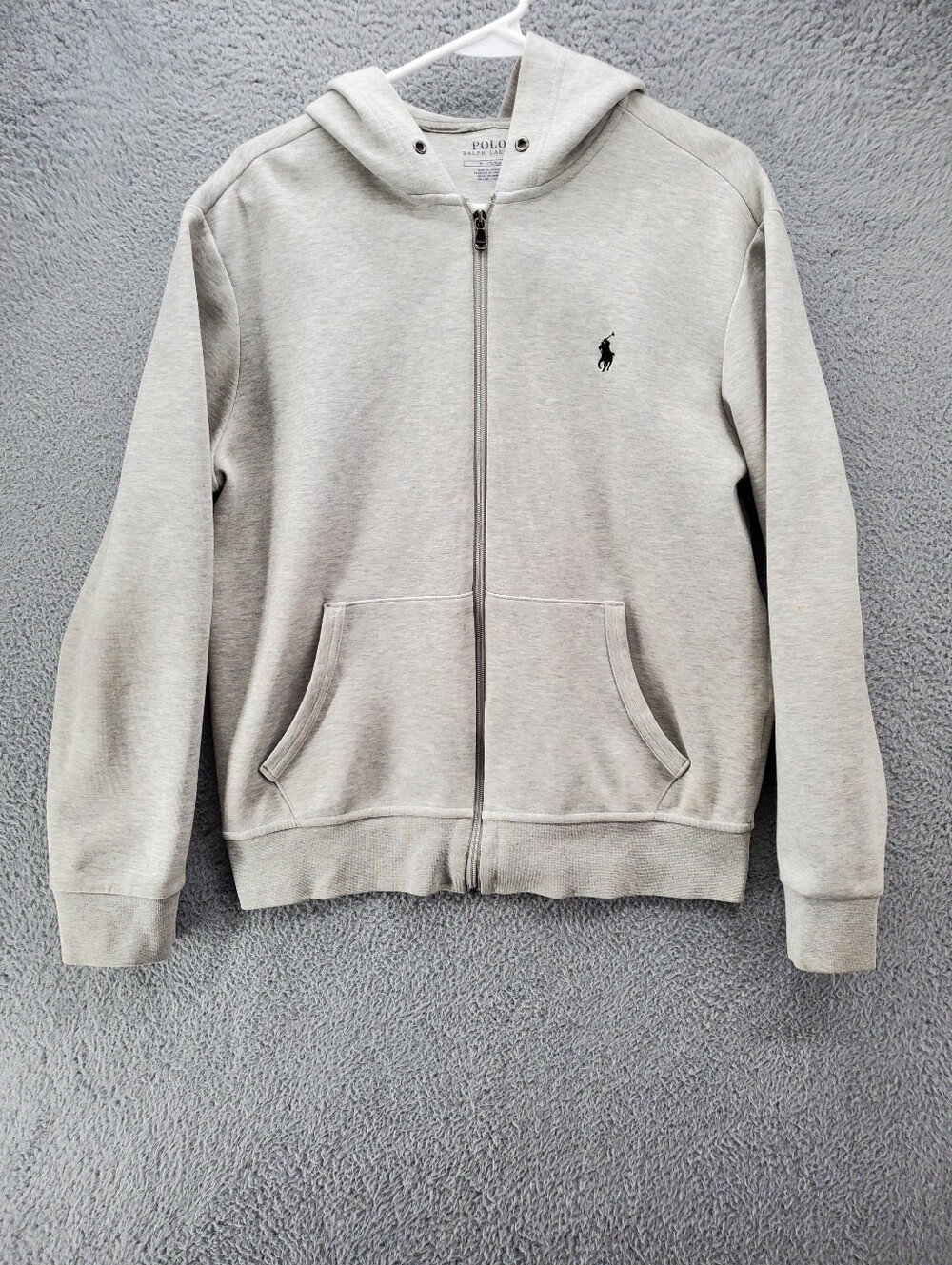 Polo Ralph Lauren Full Zip Hoodie Sweatshirt Mens Medium Heathered Gray